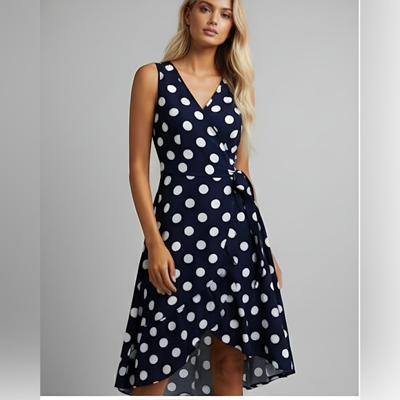 Polka Dot Knot Side Wrap Dress - Picture 4 of 11